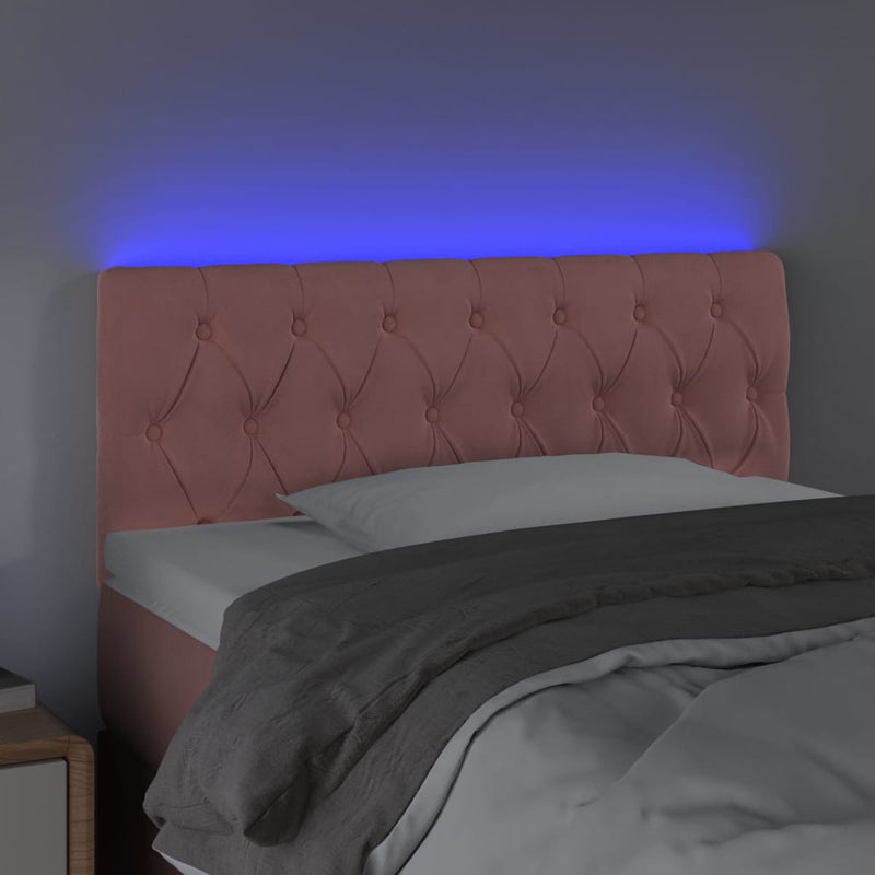 vidaXL rózsaszín bársony LED-es fejtámla 90 x 7 x 78/88 cm