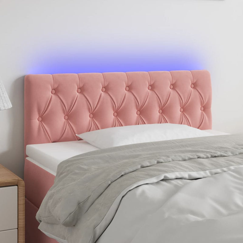 vidaXL rózsaszín bársony LED-es fejtámla 90 x 7 x 78/88 cm