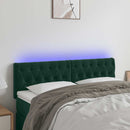 vidaXL sötétzöld bársony LED-es fejtámla 144 x 7 x 78/88 cm