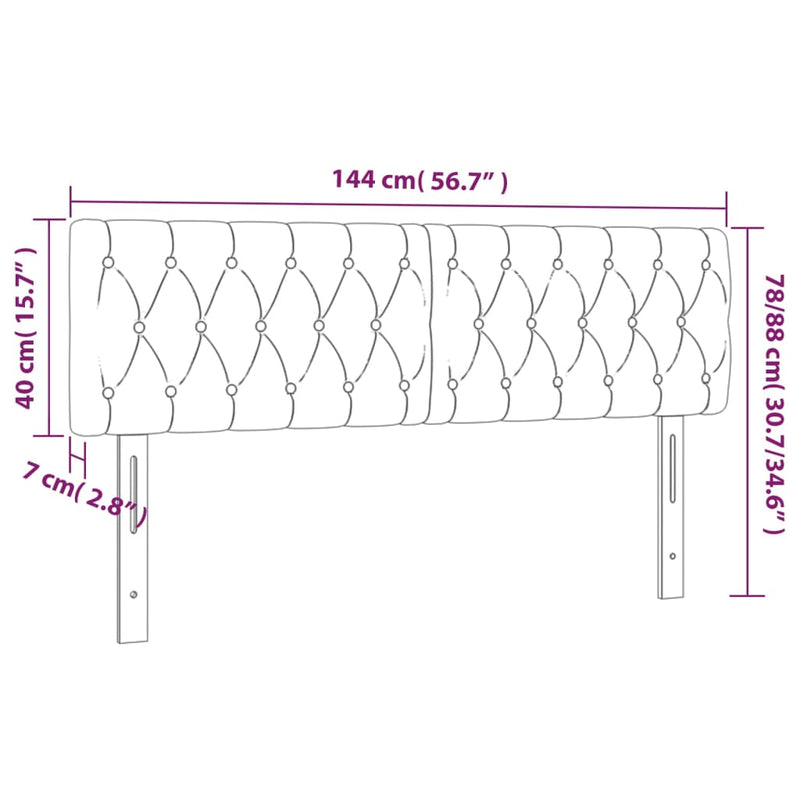 vidaXL rózsaszín bársony LED-es fejtámla 144 x 7 x 78/88 cm