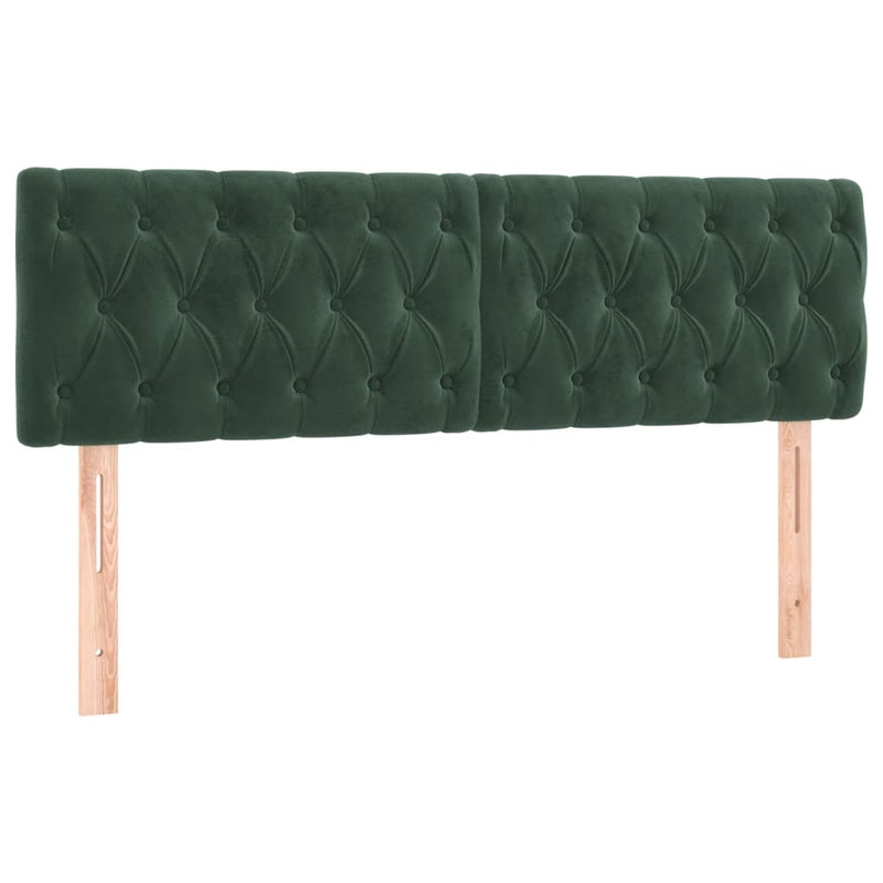 vidaXL sötétzöld bársony LED-es fejtámla 160 x 7 x 78/88 cm