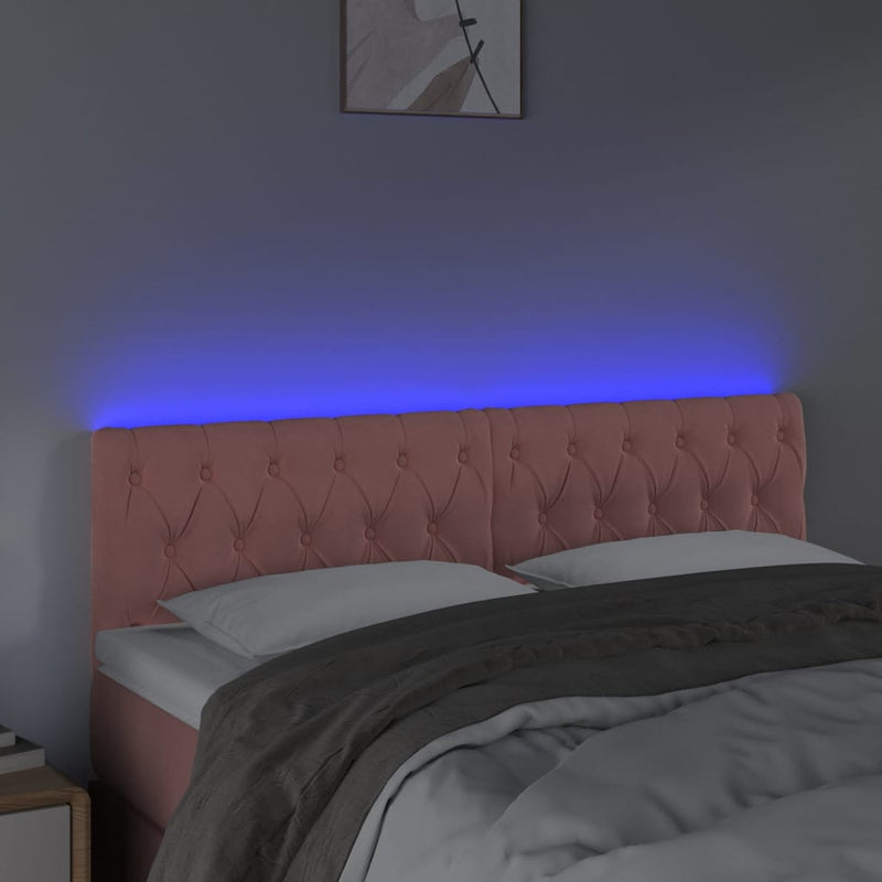 vidaXL rózsaszín bársony LED-es fejtámla 160 x 7 x 78/88 cm