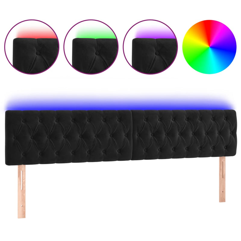 vidaXL fekete bársony LED-es fejtámla 200 x 7 x 78/88 cm