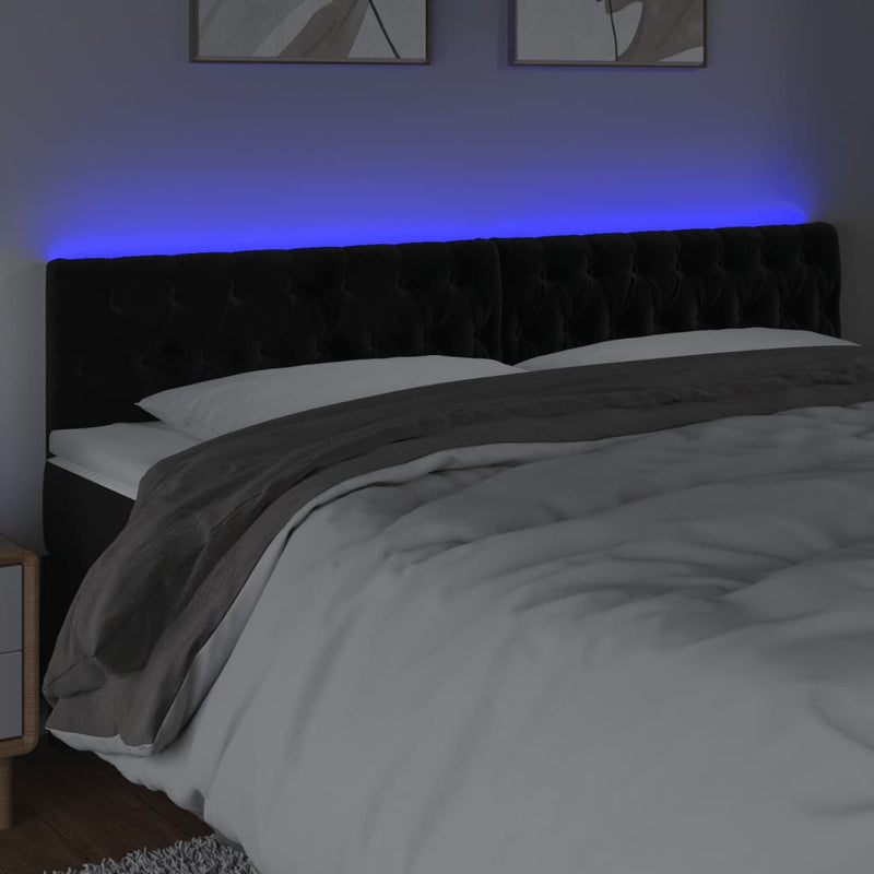 vidaXL fekete bársony LED-es fejtámla 200 x 7 x 78/88 cm