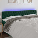 vidaXL sötétzöld bársony LED-es fejtámla 200 x 7 x 78/88 cm