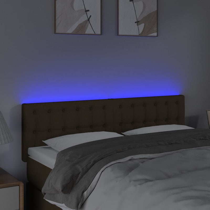 vidaXL sötétbarna szövet LED-es fejtámla 144x5x78/88 cm
