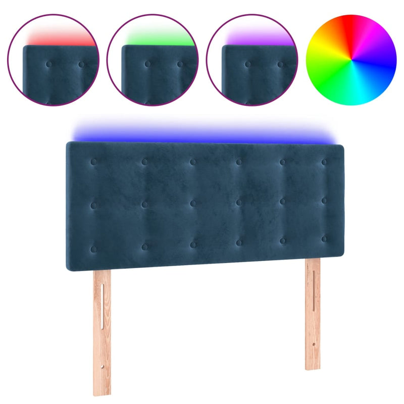 vidaXL sötétkék bársony LED-es fejtámla 90x5x78/88 cm