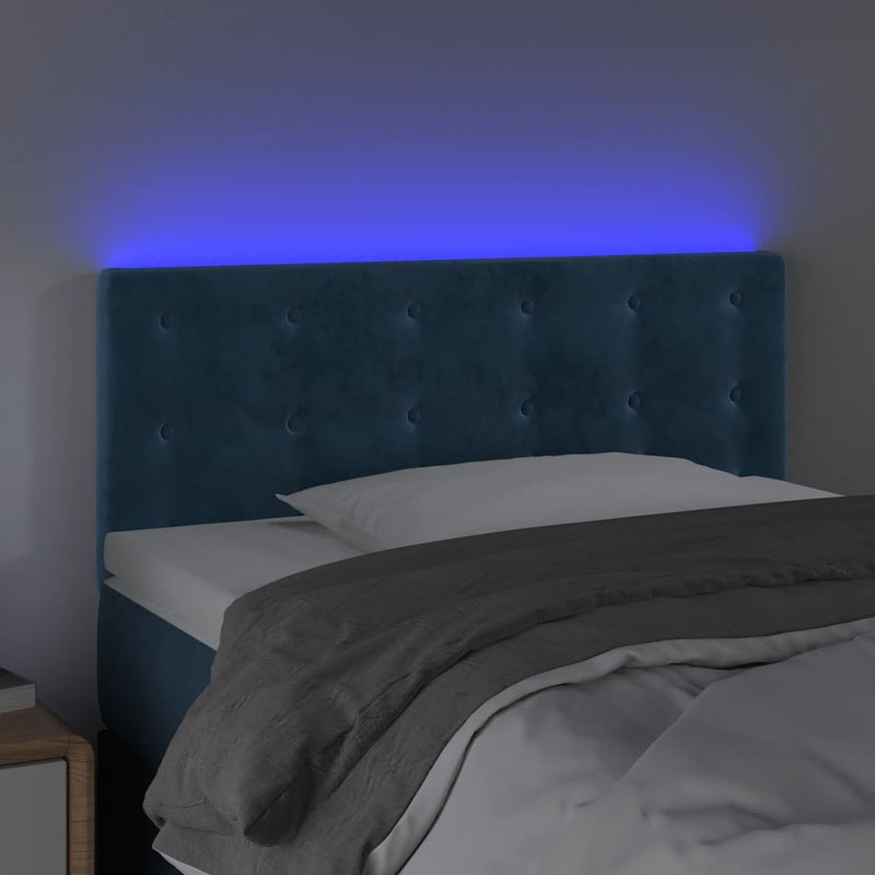 vidaXL sötétkék bársony LED-es fejtámla 90x5x78/88 cm