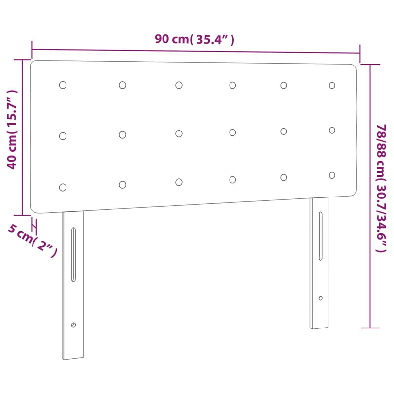 vidaXL sötétkék bársony LED-es fejtámla 90x5x78/88 cm