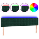 vidaXL sötétzöld bársony LED-es fejtámla 200x5x78/88 cm