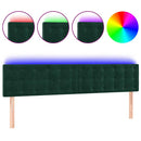 vidaXL sötétzöld bársony LED-es fejtámla 200x5x78/88 cm