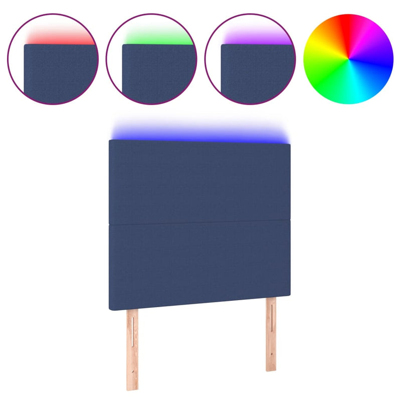vidaXL kék szövet LED-es fejtámla 80x5x118/128 cm