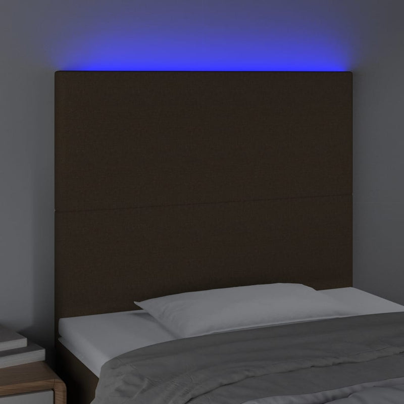 vidaXL sötétbarna szövet LED-es fejtámla 90x5x118/128 cm