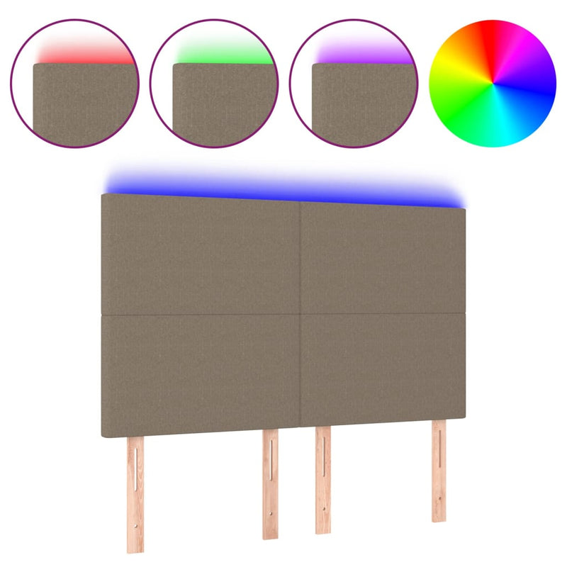 vidaXL tópszínű szövet LED-es fejtámla 144x5x118/128 cm