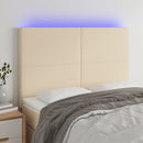 vidaXL krémszínű szövet LED-es fejtámla 144x5x118/128 cm