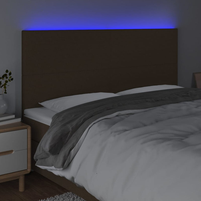 vidaXL sötétbarna szövet LED-es fejtámla 160x5x118/128 cm