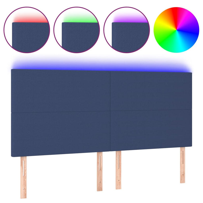 vidaXL kék szövet LED-es fejtámla 160x5x118/128 cm