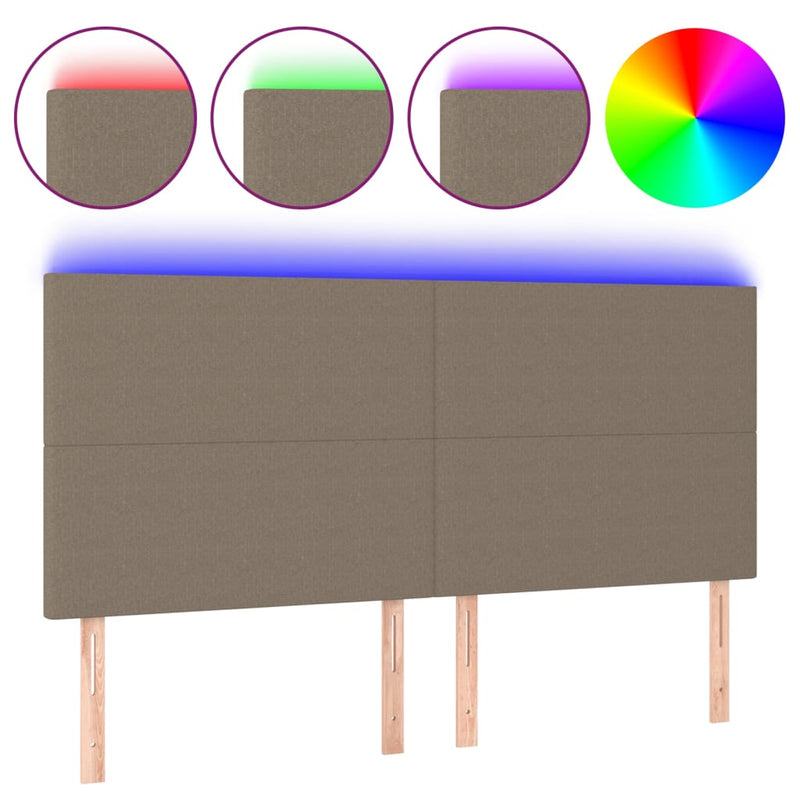 vidaXL tópszínű szövet LED-es fejtámla 180x5x118/128 cm