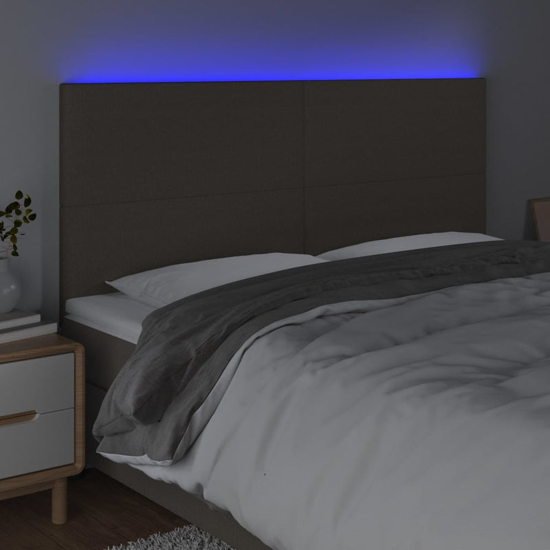 vidaXL tópszínű szövet LED-es fejtámla 180x5x118/128 cm