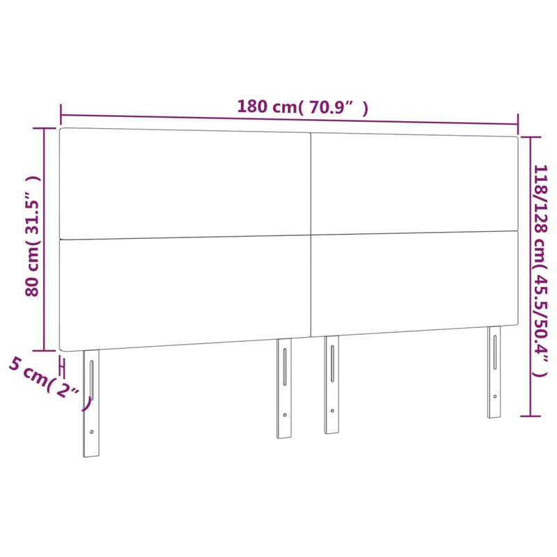 vidaXL krémszínű szövet LED-es fejtámla 180x5x118/128 cm