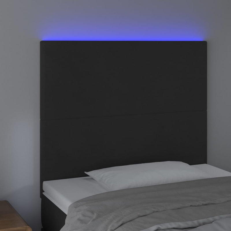 vidaXL fekete bársony LED-es fejtámla 80x5x118/128 cm