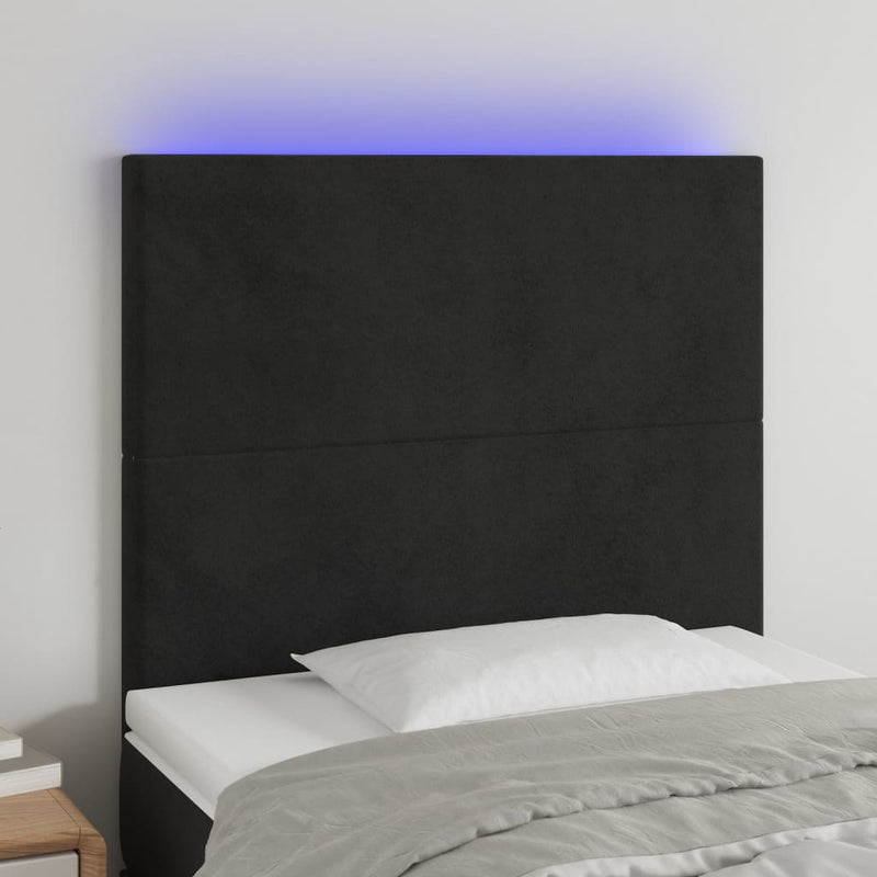 vidaXL fekete bársony LED-es fejtámla 80x5x118/128 cm