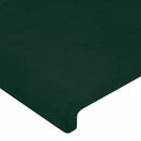 vidaXL sötétzöld bársony LED-es fejtámla 80x5x118/128 cm