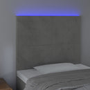 vidaXL világosszürke bársony LED-es fejtámla 90x5x118/128 cm