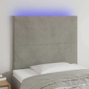 vidaXL világosszürke bársony LED-es fejtámla 100x5x118/128 cm