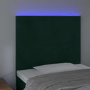 vidaXL sötétzöld bársony LED-es fejtámla 100x5x118/128 cm