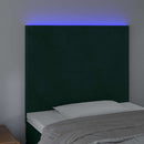 vidaXL sötétzöld bársony LED-es fejtámla 100x5x118/128 cm