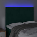 vidaXL sötétzöld bársony LED-es fejtámla 144x5x118/128 cm