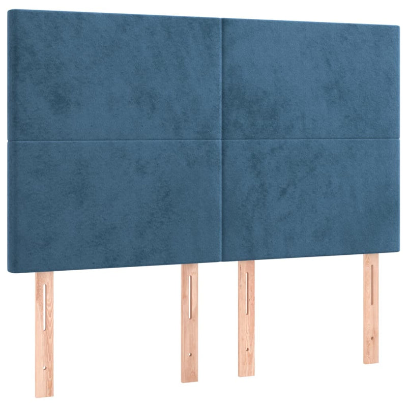vidaXL sötétkék bársony LED-es fejtámla 144x5x118/128 cm