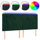 vidaXL sötétzöld bársony LED-es fejtámla 160x5x118/128 cm