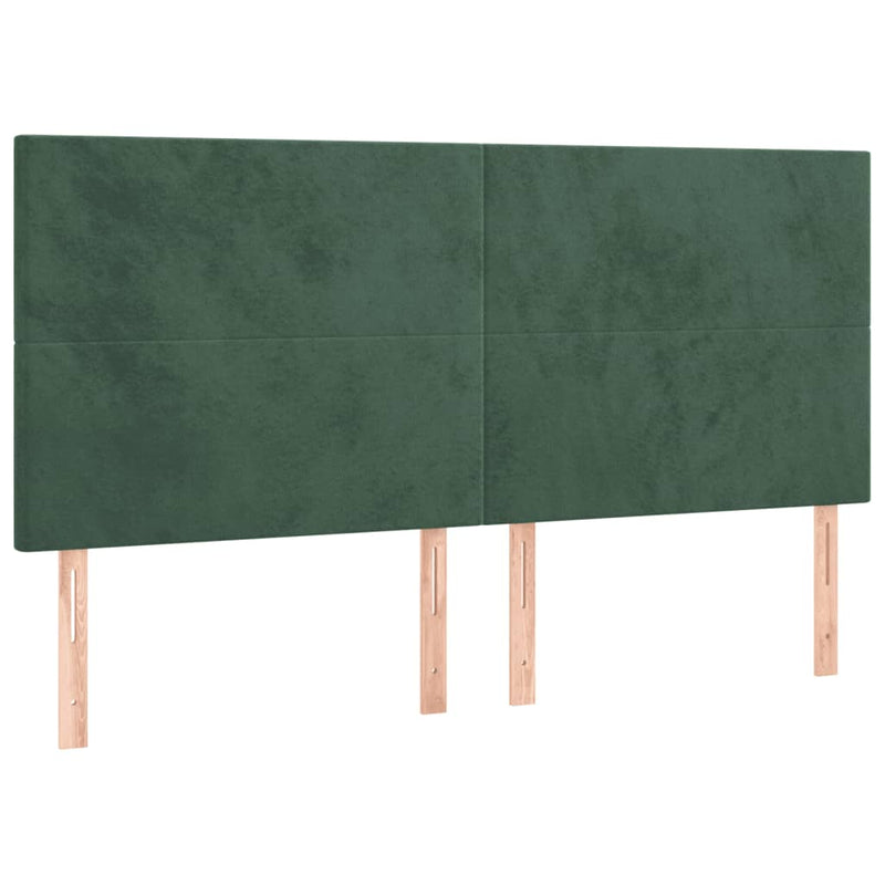 vidaXL sötétzöld bársony LED-es fejtámla 180x5x118/128 cm