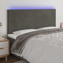 vidaXL sötétszürke bársony LED-es fejtámla 200x5x118/128 cm