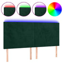 vidaXL sötétzöld bársony LED-es fejtámla 200x5x118/128 cm