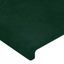 vidaXL sötétzöld bársony LED-es fejtámla 200x5x118/128 cm