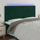vidaXL sötétzöld bársony LED-es fejtámla 200x5x118/128 cm