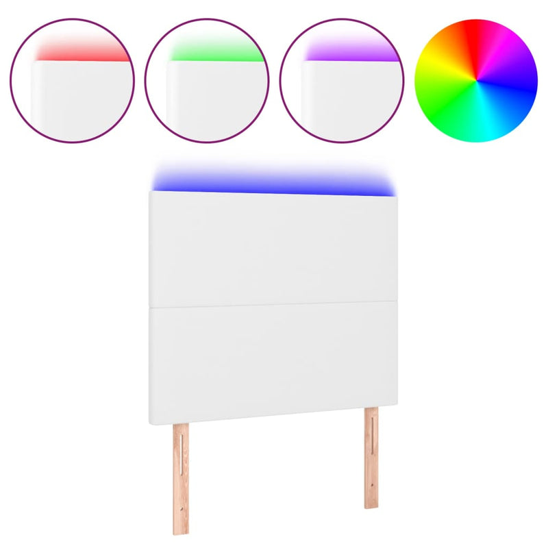 vidaXL fehér műbőr LED-es fejtámla 80x5x118/128 cm