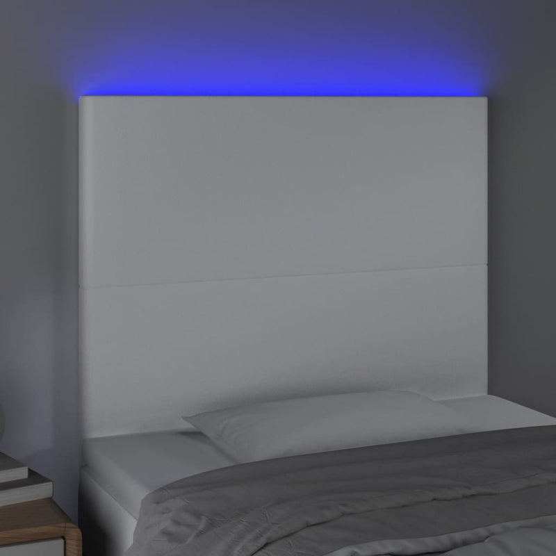 vidaXL fehér műbőr LED-es fejtámla 80x5x118/128 cm
