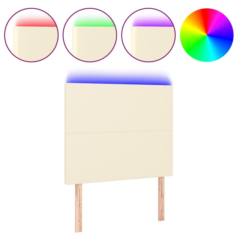vidaXL krémszínű műbőr LED-es fejtámla 90x5x118/128 cm