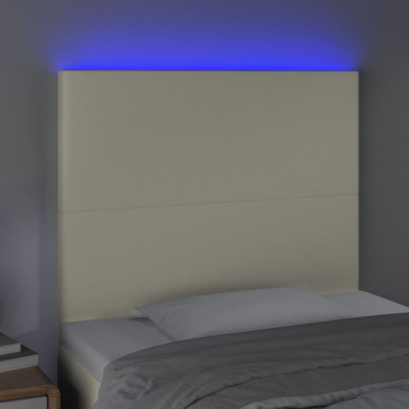 vidaXL krémszínű műbőr LED-es fejtámla 90x5x118/128 cm