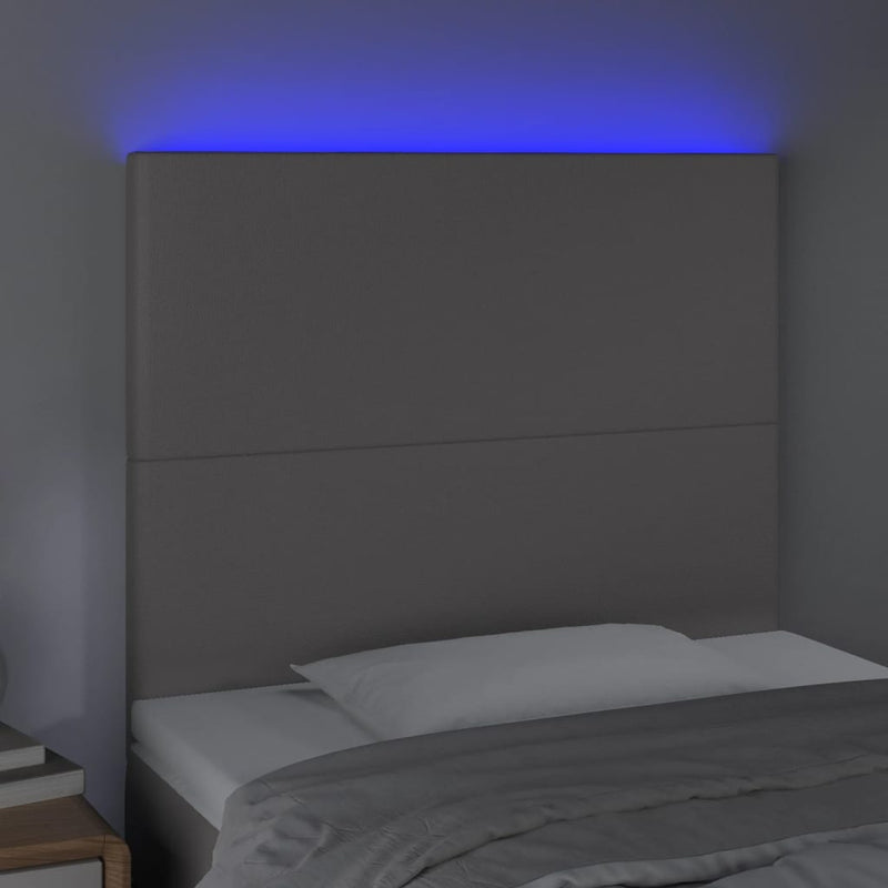 vidaXL szürke műbőr LED-es fejtámla 90x5x118/128 cm