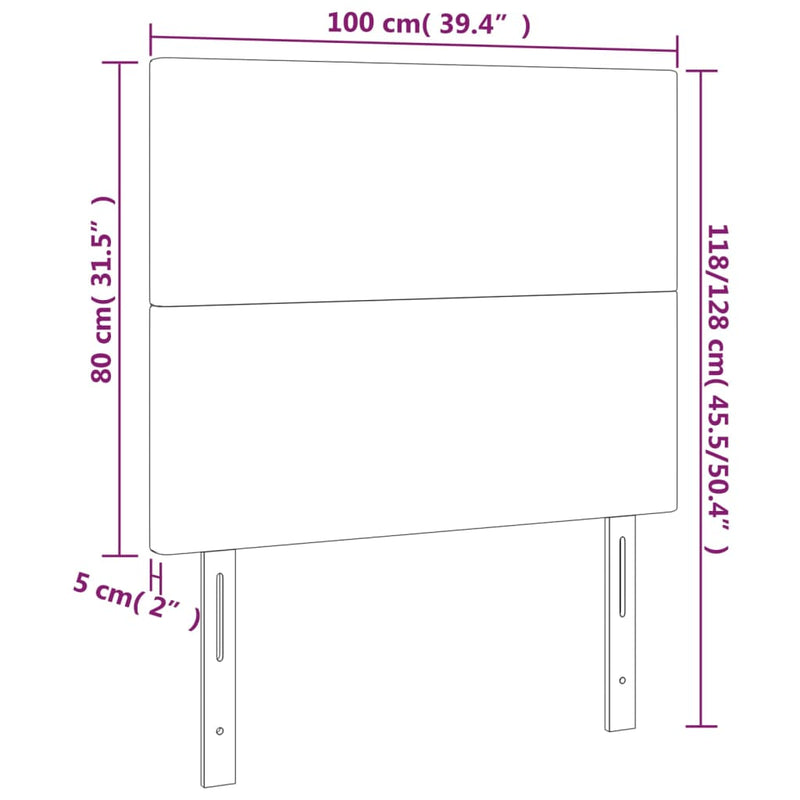 vidaXL krémszínű műbőr LED-es fejtámla 100x5x118/128 cm