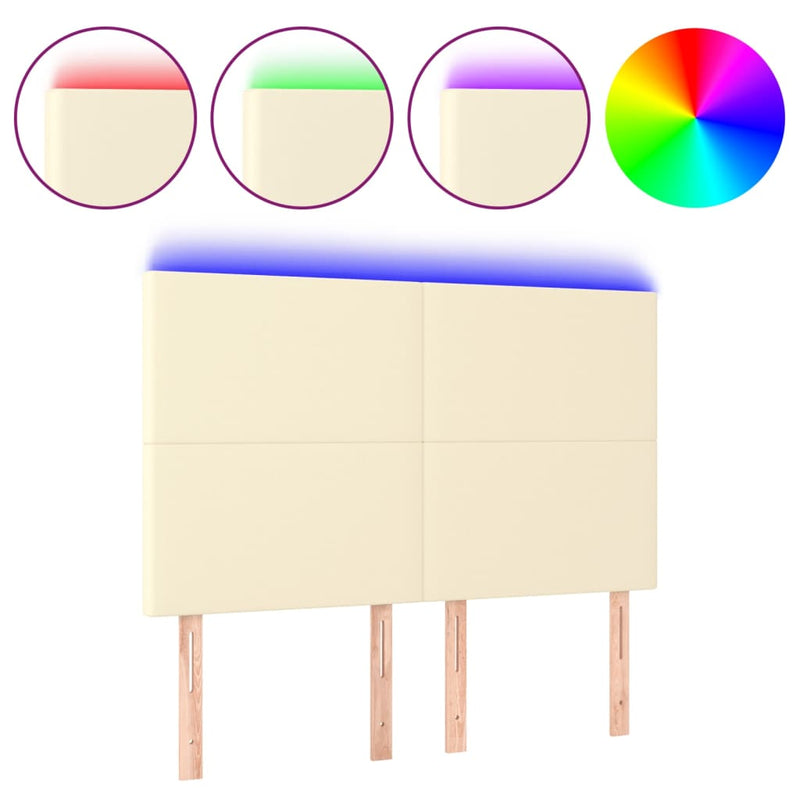 vidaXL krémszínű műbőr LED-es fejtámla 144x5x118/128 cm