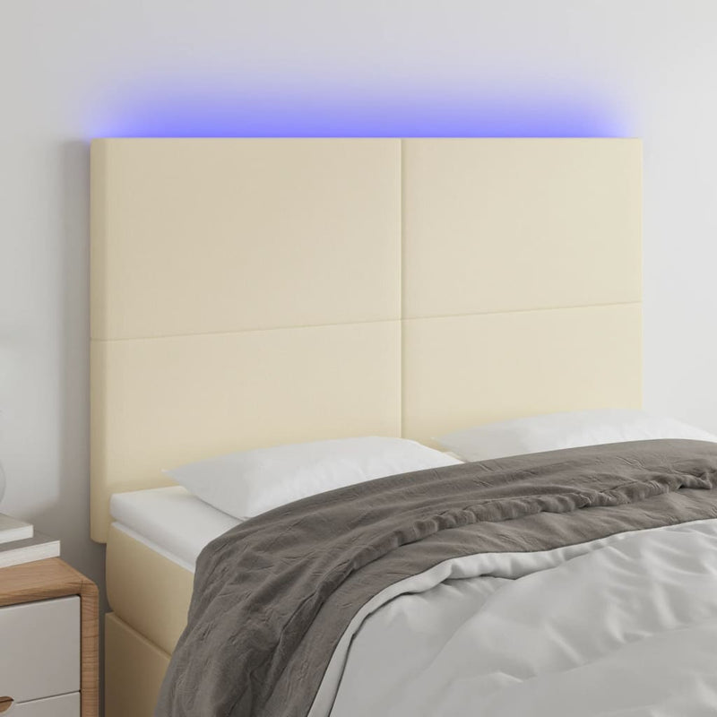 vidaXL krémszínű műbőr LED-es fejtámla 144x5x118/128 cm