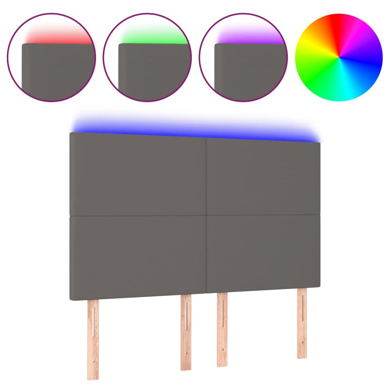 vidaXL szürke műbőr LED-es fejtámla 144x5x118/128 cm