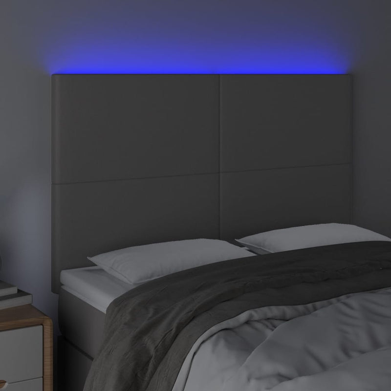 vidaXL szürke műbőr LED-es fejtámla 144x5x118/128 cm