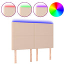 vidaXL cappuccino műbőr LED-es fejtámla 144x5x118/128 cm